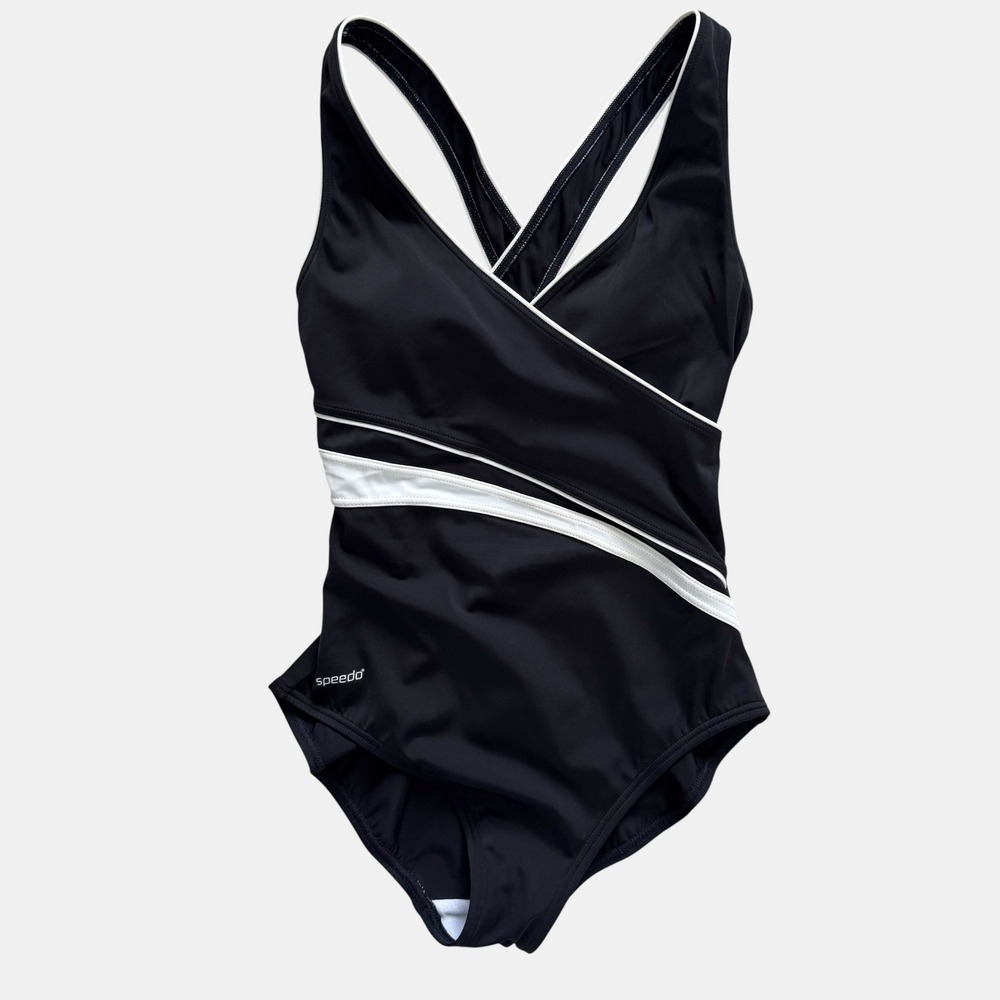 Speedo Black One-Piece Swimsuit with White Accent